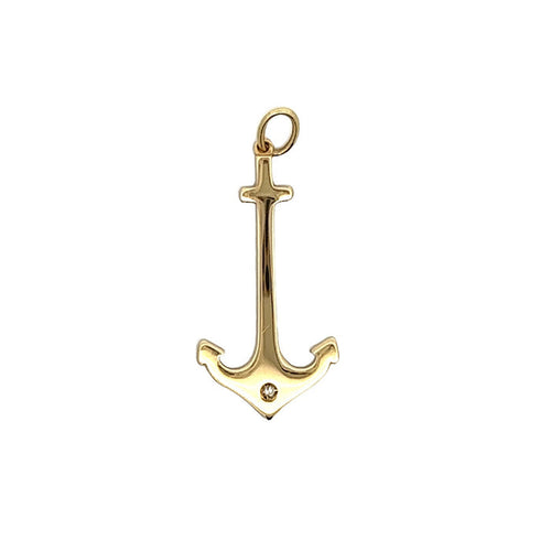 .01 Diamond Anchor Charm in 14k Yellow Gold