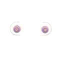 .03 Diamond & Pink Enamel Stud Earrings in 14k
