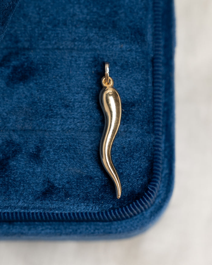 1 Inch Cornicello Pendant 14k Yellow Gold