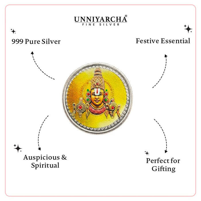 10 Gram 999 Pure Silver Coin — Tirupati Balaji Color Print