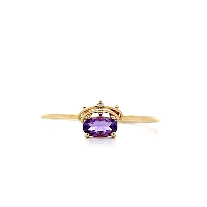 .10 Oval Amethyst Stacking Ring in 14k Yellow Gold