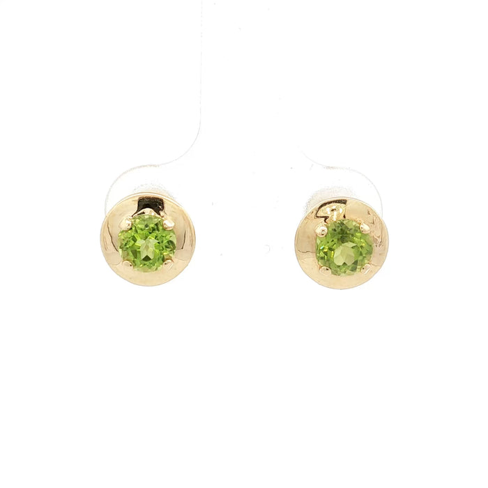 1.08 Round Peridot Stud Earrings in 14k Yellow Gold
