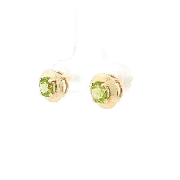 1.08 Round Peridot Stud Earrings in 14k Yellow Gold