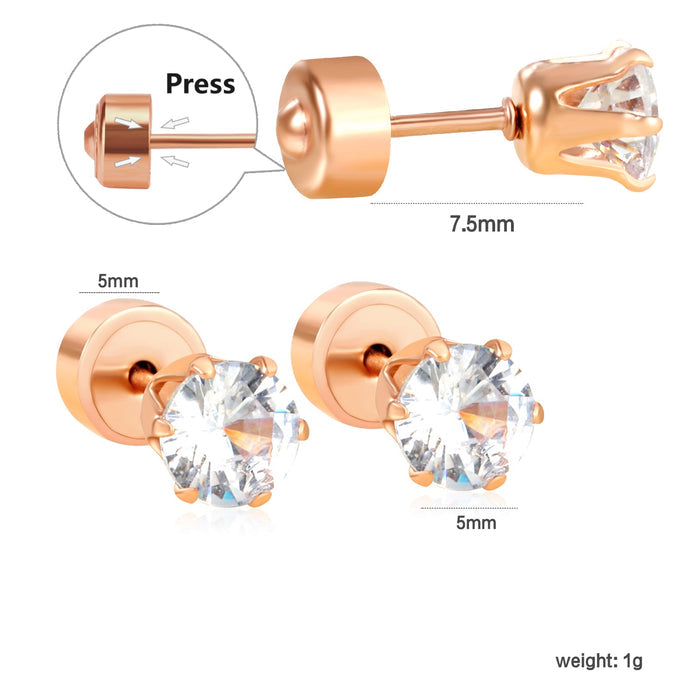12 pair 3-5mm steel color/gold/rose gold pat plug earrings asonjewelry