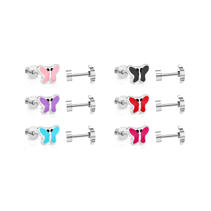 12 pairs 7.5mm*5.5mm Steel/Gold Mixed Color Screwback Earrings asonjewelry