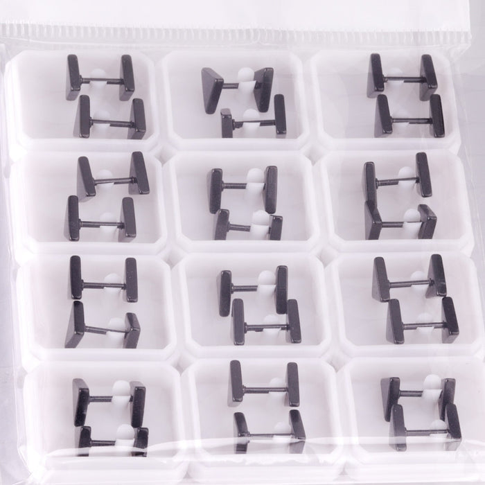12 pairs 8mm steel color/gold/black triangle screw plugs asonjewelry