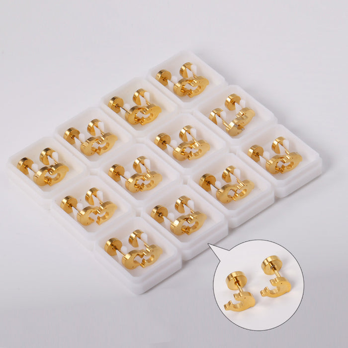 12 pairs Dolphin Shape Steel Goldtone Screwback Stud Earrings asonjewelry
