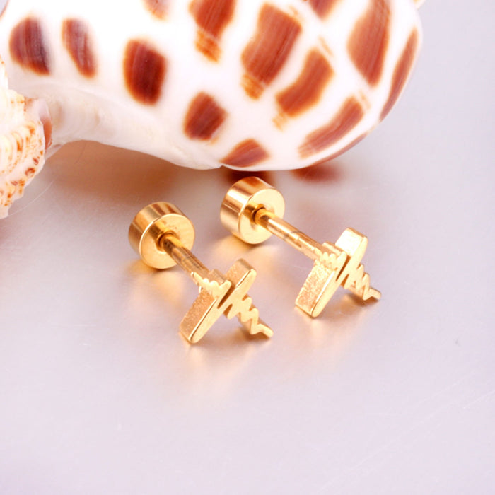12 pairs Steel/Gold Current Screwback Earrings without Drill asonjewelry