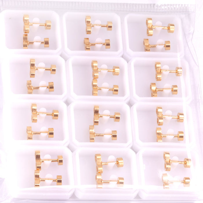 12 pairs Steel/Gold Frosted Screw In Stud Earrings without Diamonds asonjewelry