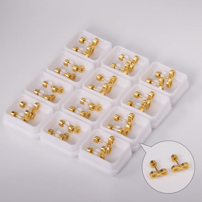12 pairs Steel/Gold Frosted Screw In Stud Earrings without Diamonds asonjewelry