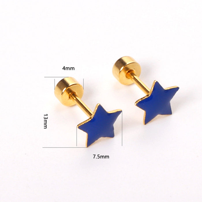 12 pairs steel/golden star ombre screwback stud earrings asonjewelry