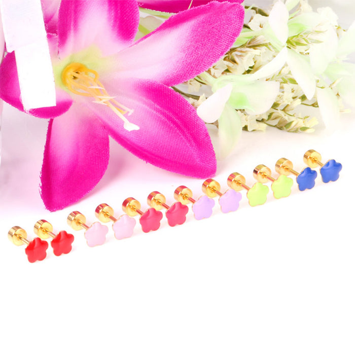 12 pairs steel/plum color mix stud earrings asonjewelry