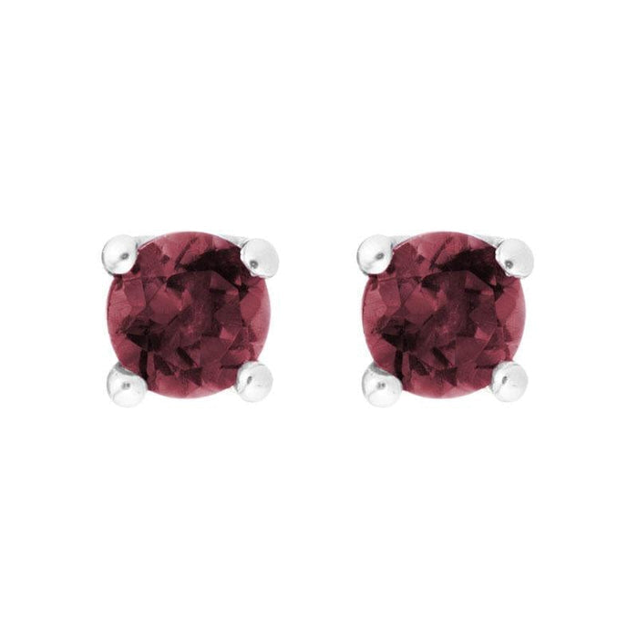 14K White Gold Round Garnet Stud Earrings