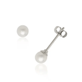 14K White Gold Round Pearl Stud Earrings