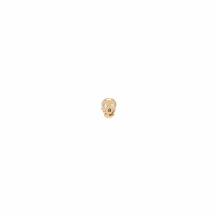 14K Yellow Gold Diamond Skull Stud