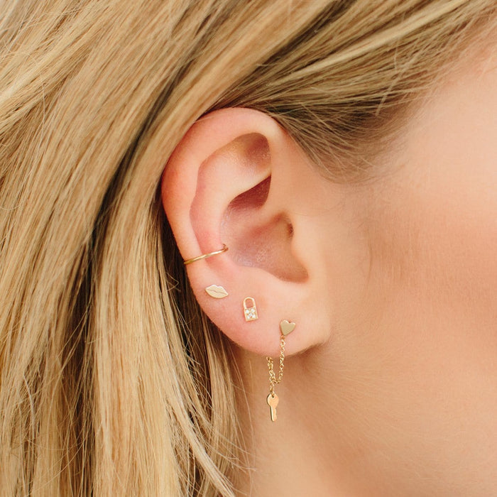 14K Yellow Gold Lip Stud Earrings