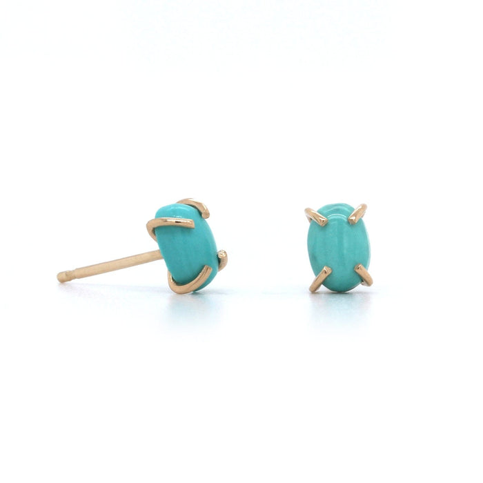 14K Yellow Gold Turquoise Stud Earrings
