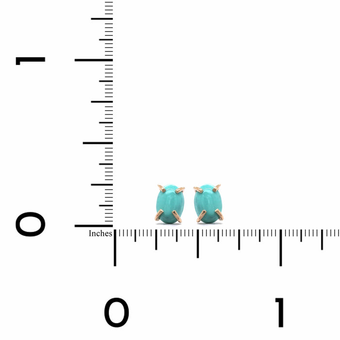 14K Yellow Gold Turquoise Stud Earrings