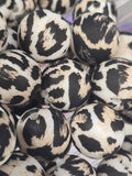 15mm silicon beads- Brown leopard