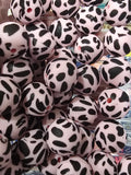 15mm silicon beads- Pink Leopard