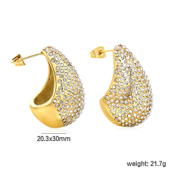 20.3*30mm drop earrings with white diamonds Gold color asonjewelry