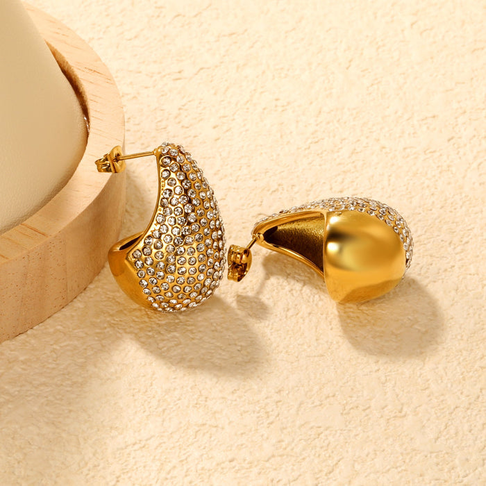 20.3*30mm drop earrings with white diamonds Gold color asonjewelry