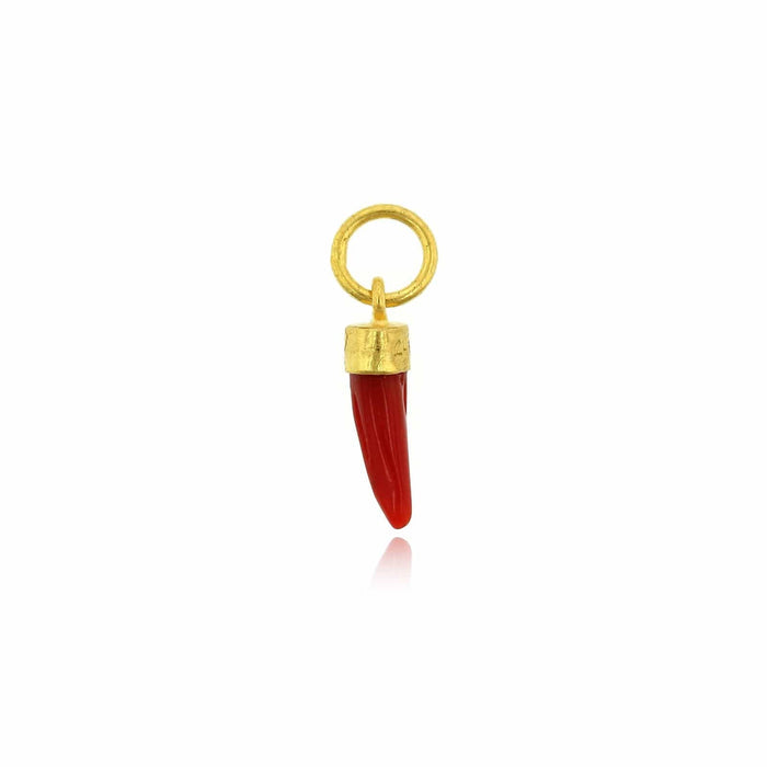 24K Yellow Gold Cornicello Horn Charm
