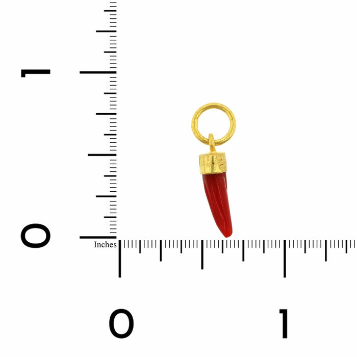 24K Yellow Gold Cornicello Horn Charm