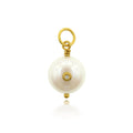 24K Yellow Gold Pearl with Diamond Charm