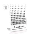 3-8mm Snapback Steel/Gold/Rose Gold Cylinder White/Black Diamond Stud Earrings asonjewelry