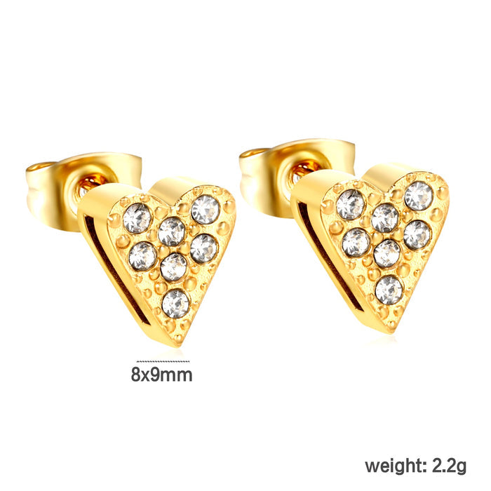 3 pairs of 8*9mm heart-shaped white diamond stud earrings Gold asonjewelry