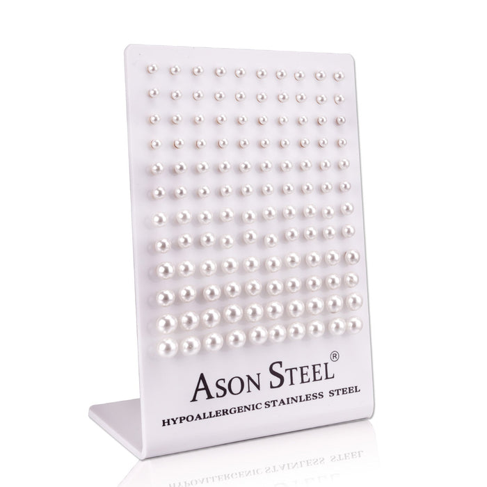 4-8mm Gold/ Steel White Pearl Stud Earrings for Snapbacks asonjewelry