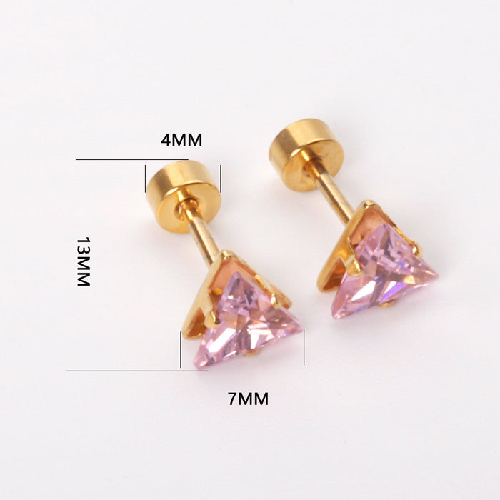 6mm/4mm gold & steel colored triangular mix drill plugs asonjewelry
