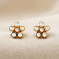 925 Pure Silver 24kt Gold Plated Kundan Floral Stud Earrings