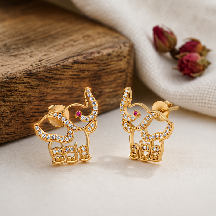 925 Pure Silver Baby Elephant Stud Earrings