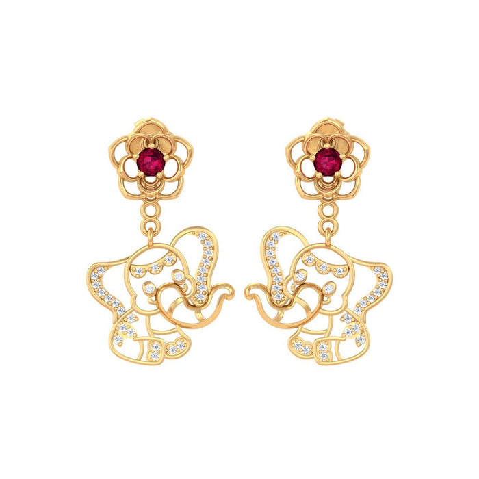 925 Pure Silver Detachable Floral &amp; Elephant Earrings