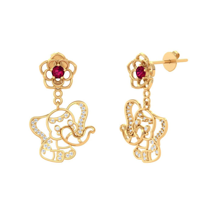 925 Pure Silver Detachable Floral &amp; Elephant Earrings