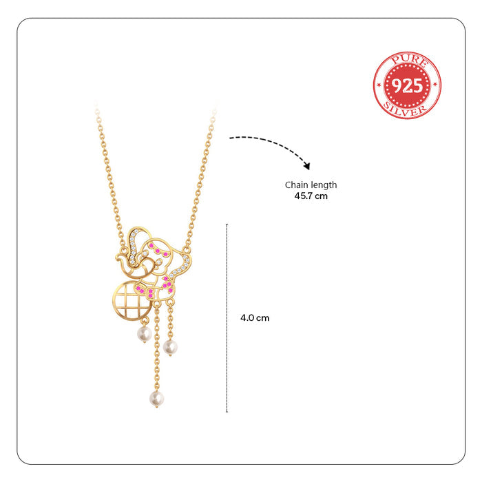925 Pure Silver Elephant Ball Tassel Necklace