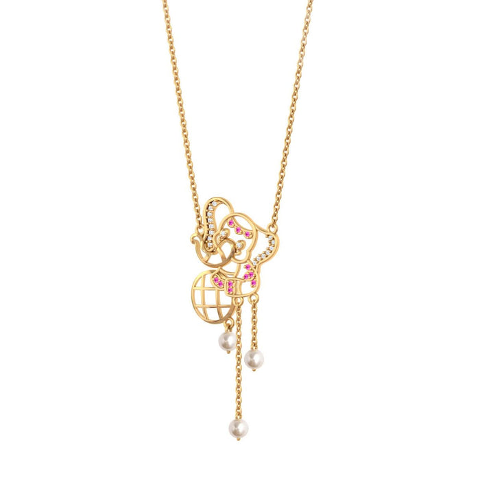 925 Pure Silver Elephant Ball Tassel Necklace