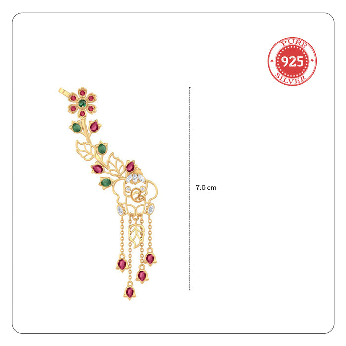 925 Pure Silver Elephant Floral Garden Vine ear cuff