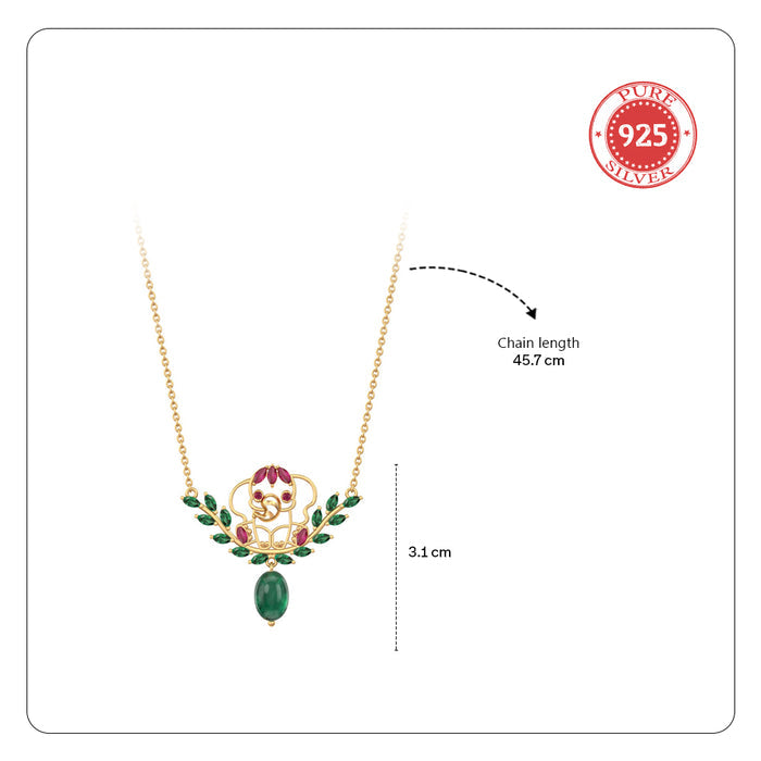 925 Pure Silver Elephant leaf necklace
