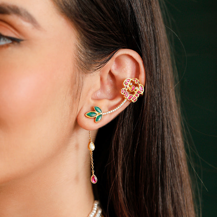 925 Pure Silver Elephant Vine Ear Cuff Earring