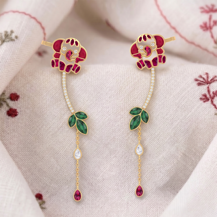 925 Pure Silver Elephant Vine Ear Cuff Earring