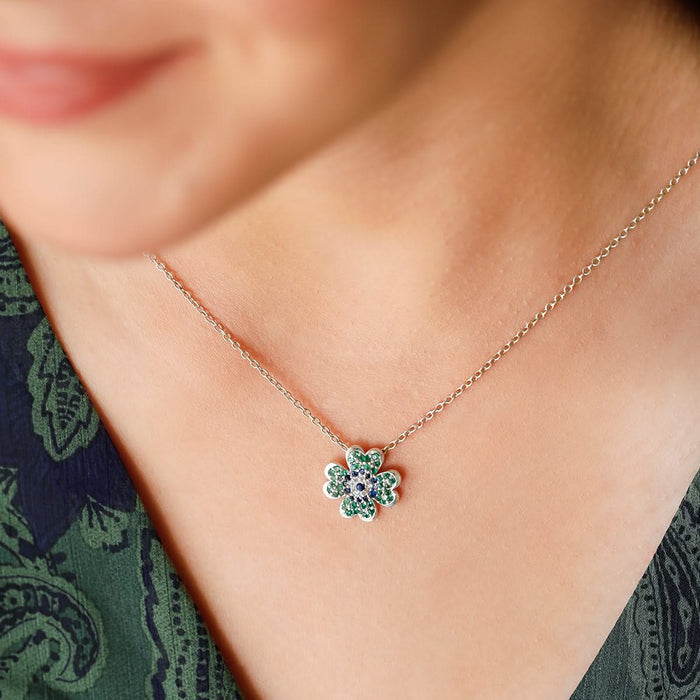 925 Pure Silver Evil Eye Clover Pendant
