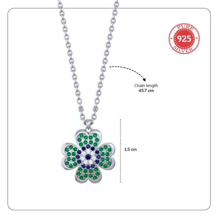 925 Pure Silver Evil Eye Clover Pendant