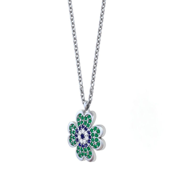 925 Pure Silver Evil Eye Clover Pendant