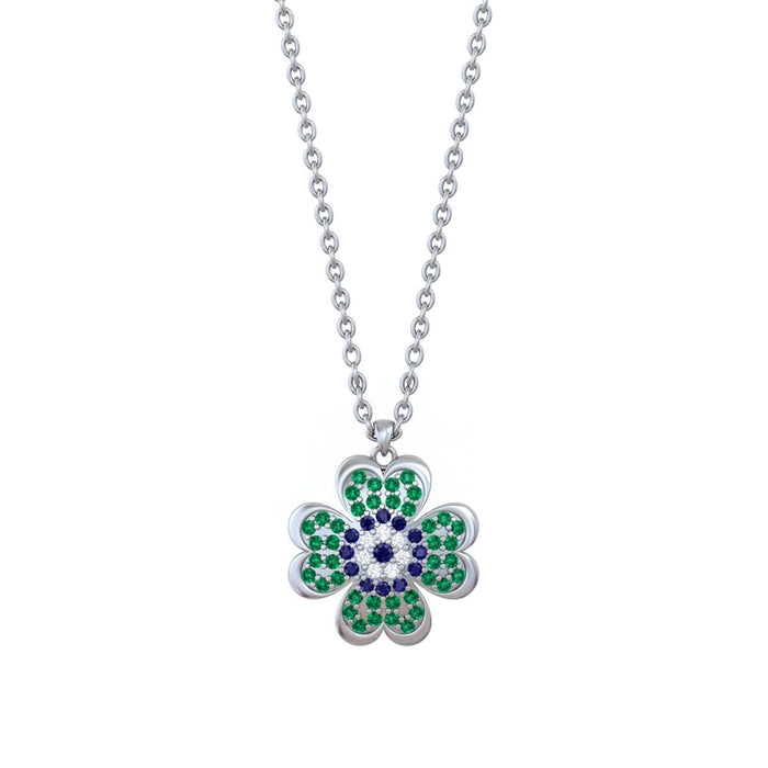 925 Pure Silver Evil Eye Clover Pendant