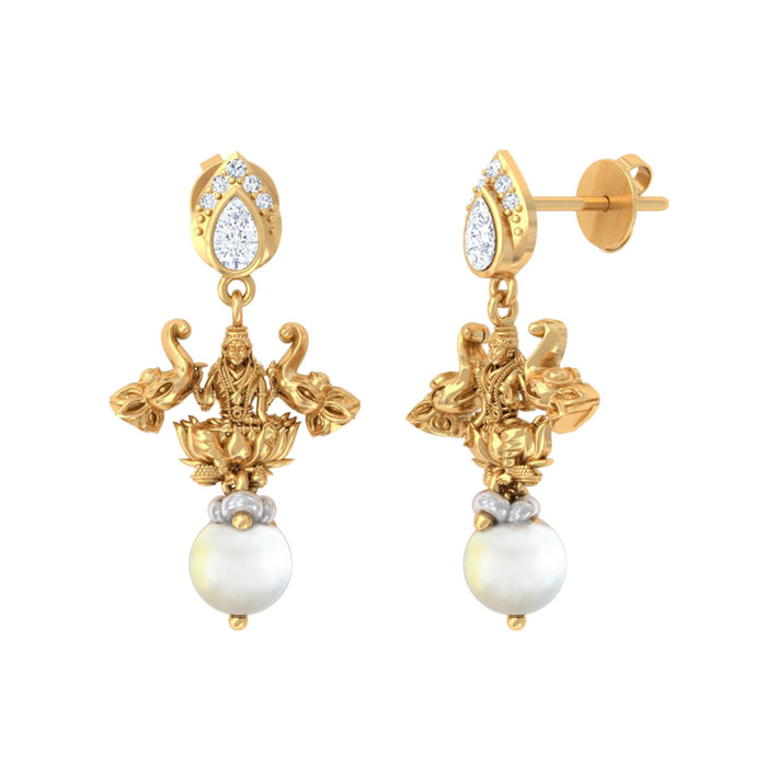925 Pure Silver Gold-Plated Ashta Lakshmi Drop Earrings