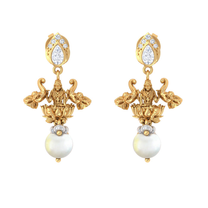 925 Pure Silver Gold-Plated Ashta Lakshmi Drop Earrings