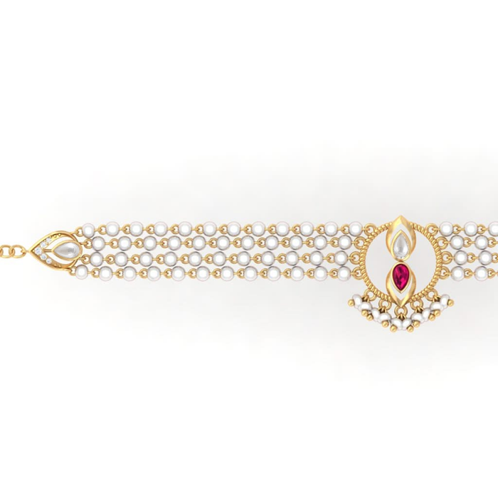 925 Pure Silver Gold-Plated Heirloom Pearl Choker Necklace